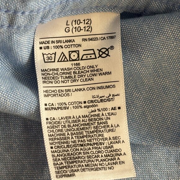 Boys Chambray Old Navy Short Sleeve Shirt - Size L(10-12) - Picture 3 of 3